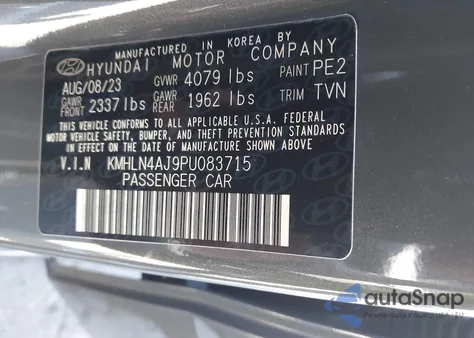 2023 Hyundai Elantra Hybrid Limited из США, поврежденный, VIN KMHLN4AJ9PU083715